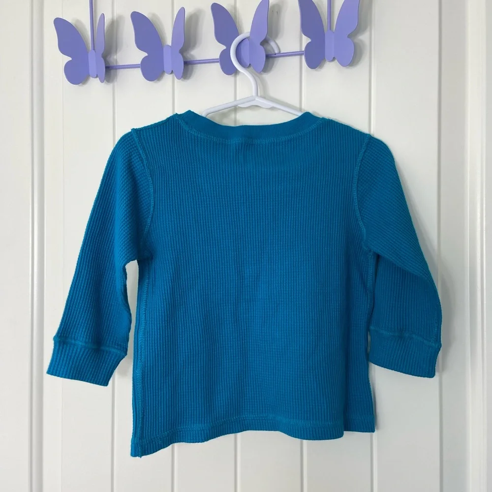 NEW Children’s Place baby boy’s medium blue decal‎ waffle knit textured shirt